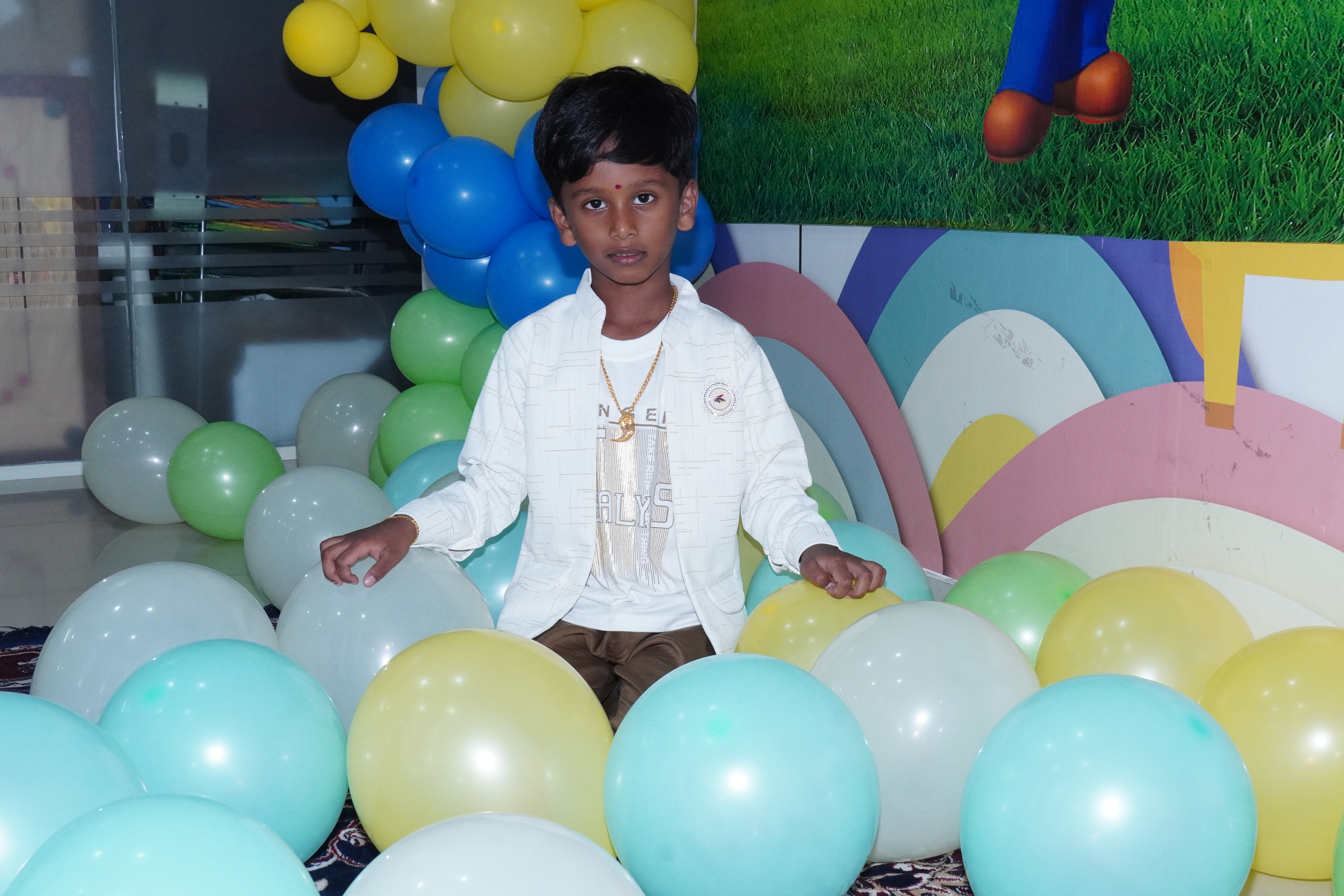 Birthday cake celebration with happy children
