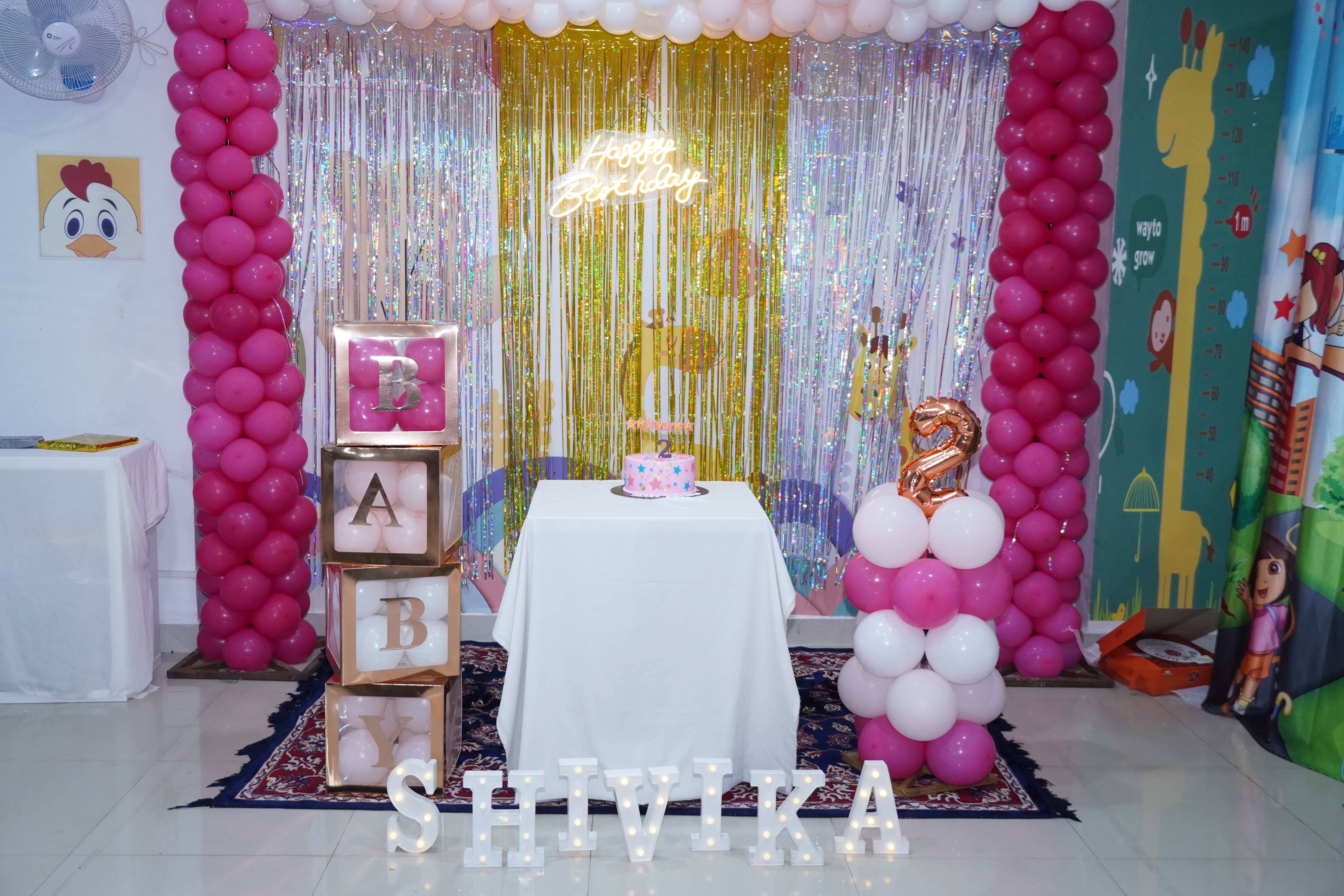 Beautifully decorated birthday party setup