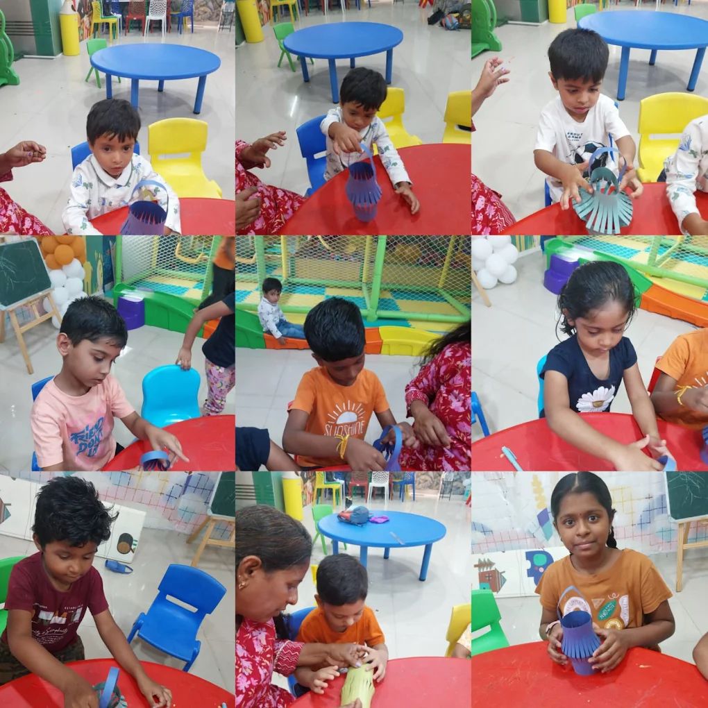 Kids playing with interactive panels