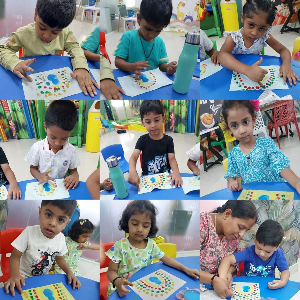 Kids playing with interactive panels